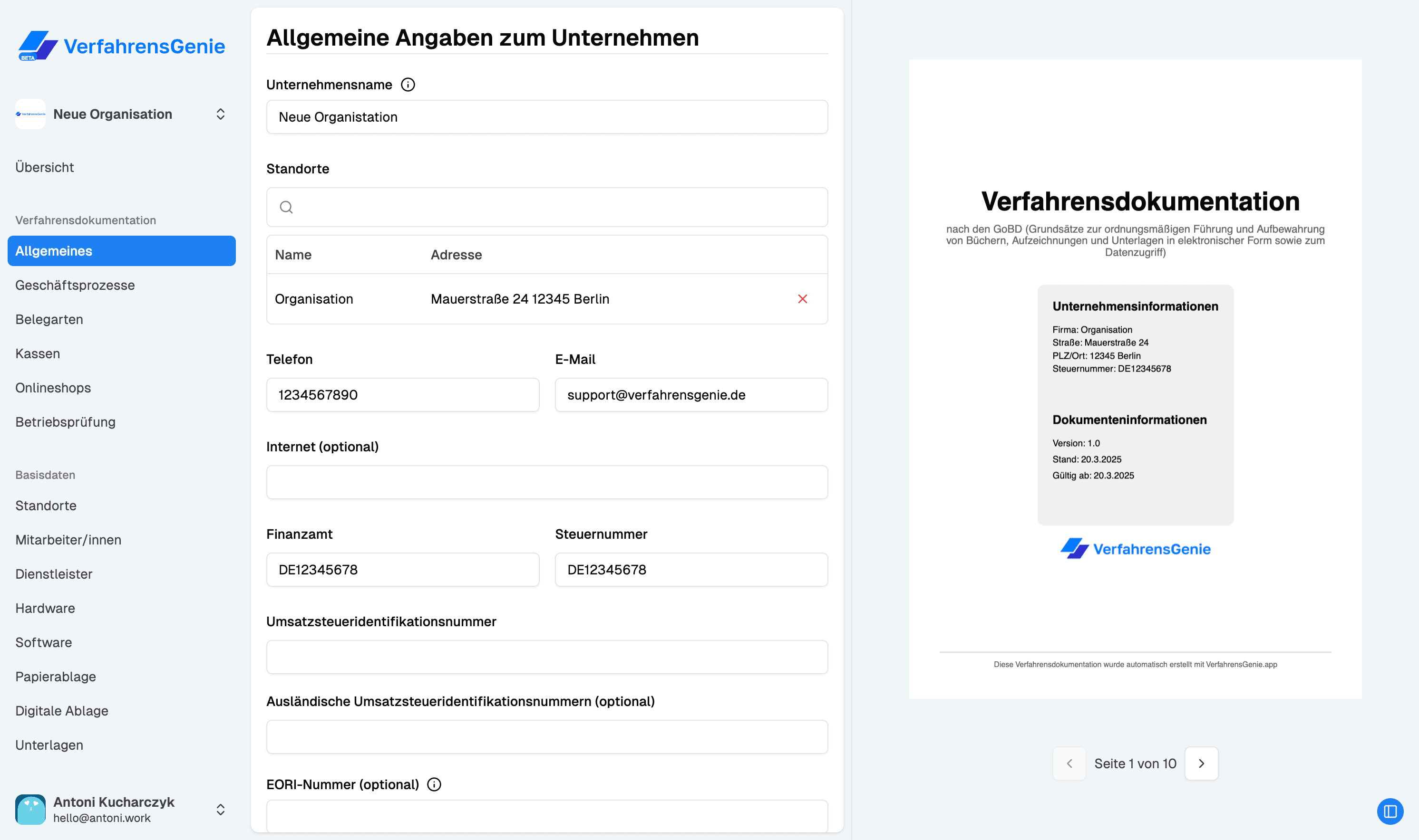 Belegablage Feature